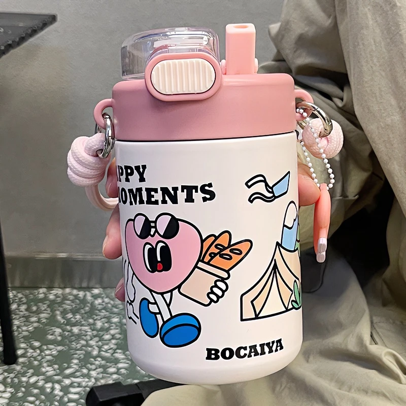 水杯保温杯女生高颜值吸管杯新款2023儿童上学316不锈钢保冷杯子