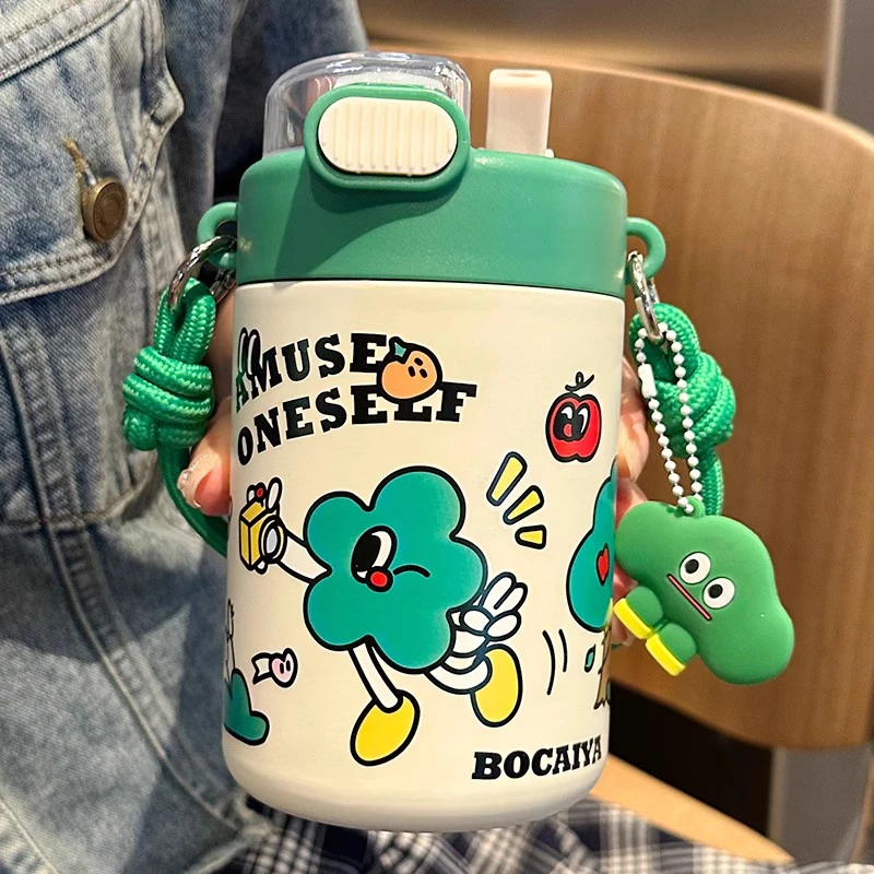 水杯保温杯女生高颜值吸管杯新款2024儿童上学专用316不锈钢杯子