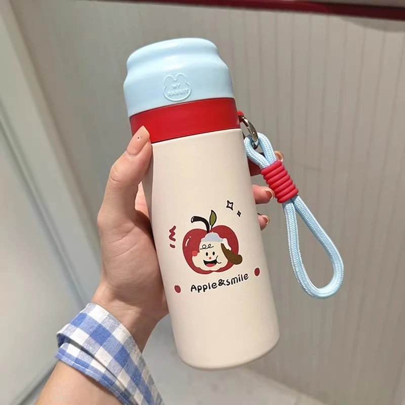 保温杯女吸管不锈钢水杯带提手学生户外便携壶可爱高颜值杯子小巧
