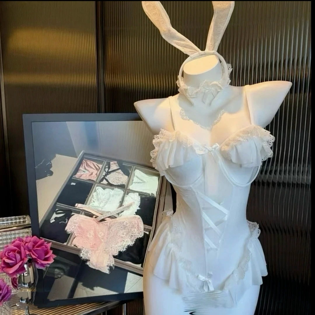 性感蕾丝花边可爱俏皮兔甜美风睡衣套装