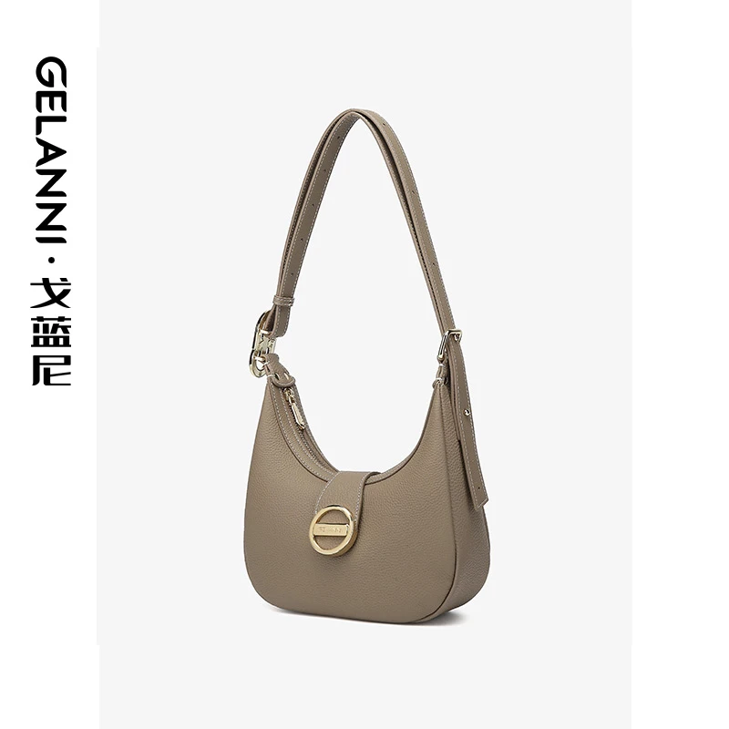 GELANNI新款小众真皮单肩斜挎包女士高级感时尚月牙包2450339