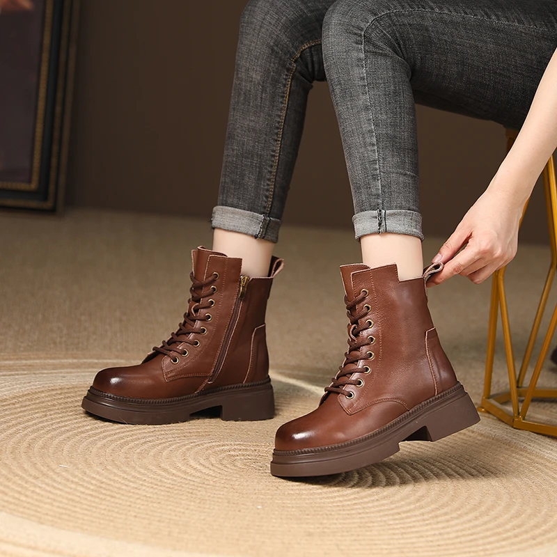 马丁靴女2023新款时尚百搭复古英伦风加绒高帮女靴