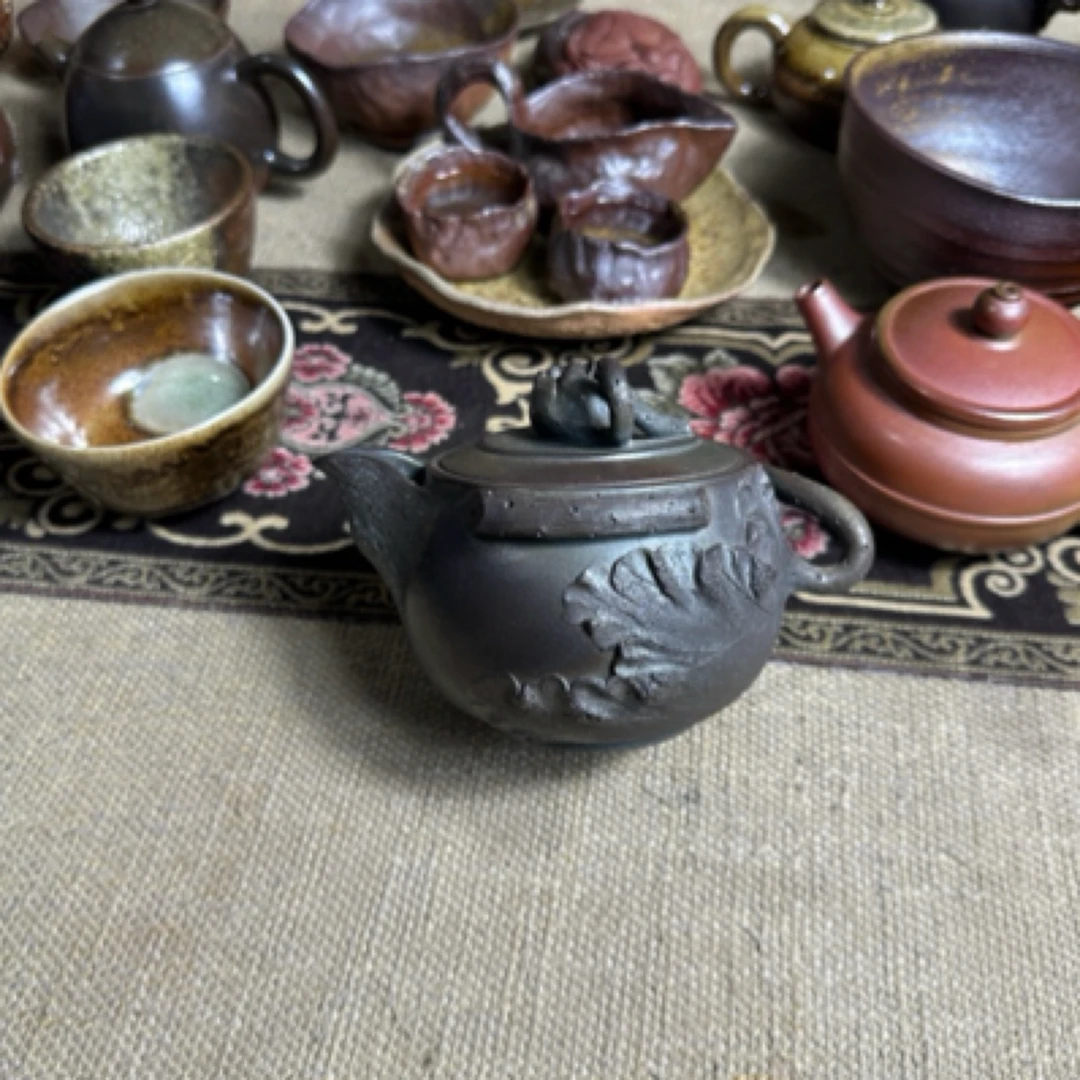 建水紫陶 柴烧 纯手工 重手工堆雕 宝瓶