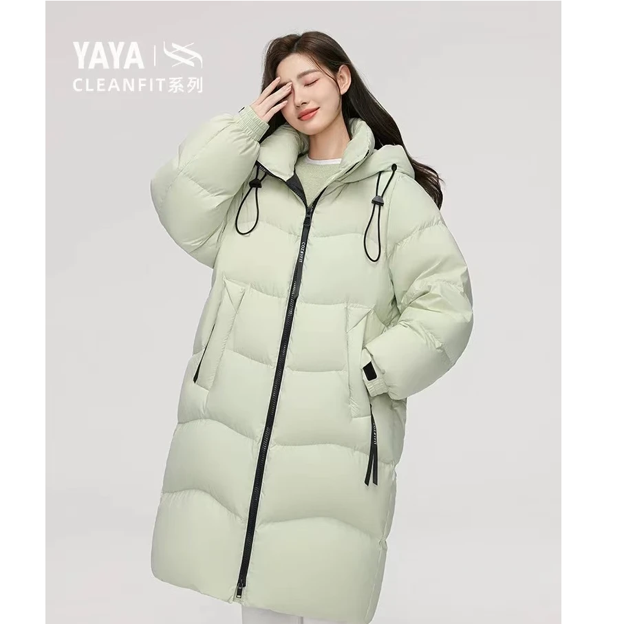 YAYA/鸭鸭【clean fit系列】女长款情侣时尚简约百搭厚外套羽绒服