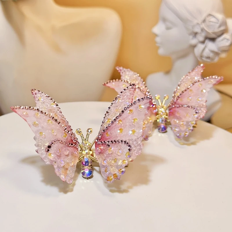 2025古风鸭嘴ins儿童百搭气质发饰时尚发夹会动仙气蝴蝶侧边