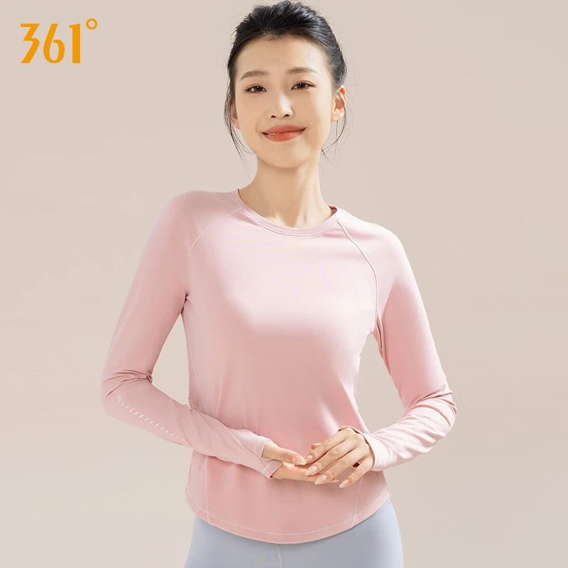 361°瑜伽女士春秋晨跑步运动健身圆领户外时尚显瘦透气高弹长袖