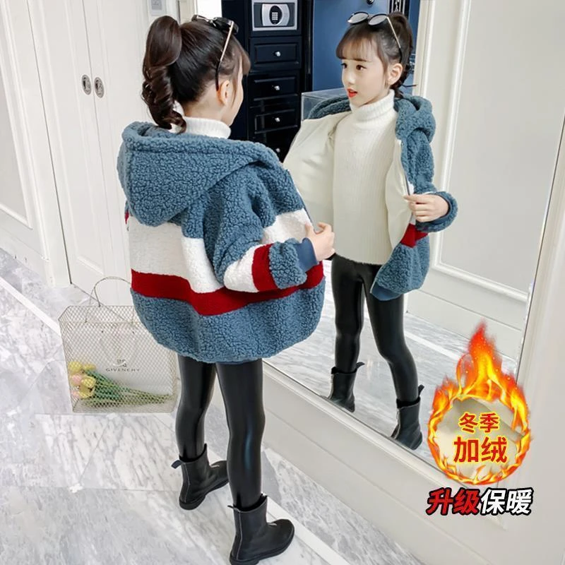 童装外套冬季新款洋气秋冬女孩加绒加厚拉链衫儿童冬装毛毛衣1