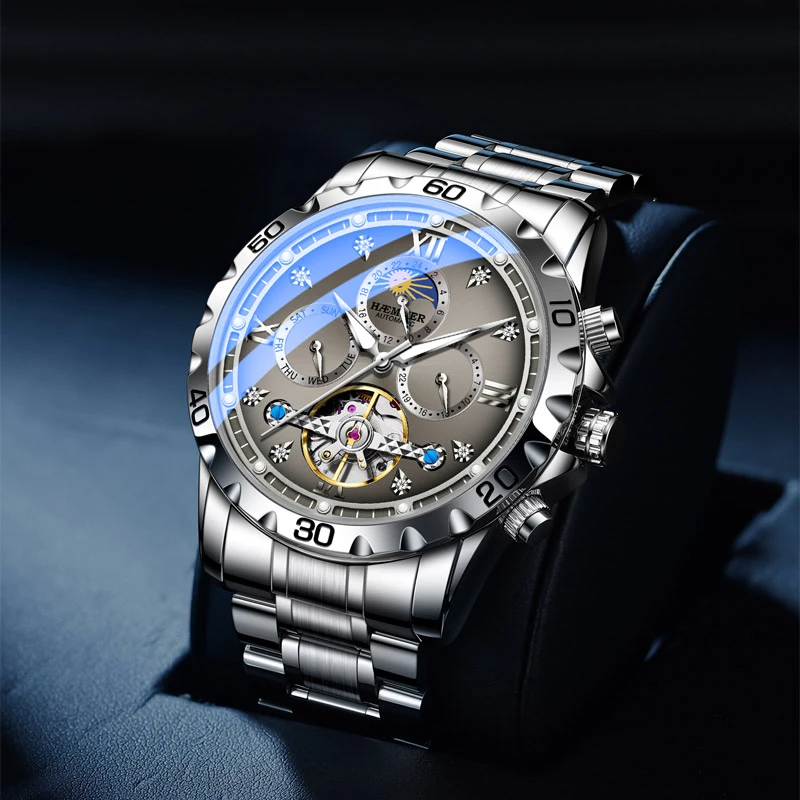 日月星辰机械表全自动夜光防水多功能陀飞轮大表盘大气潮男士手表