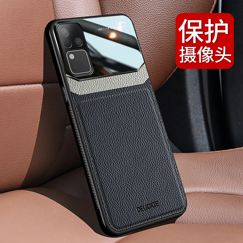 适用vivos18手机壳商务镜面皮纹保护套镜头ViVO软硅胶全包边个性s