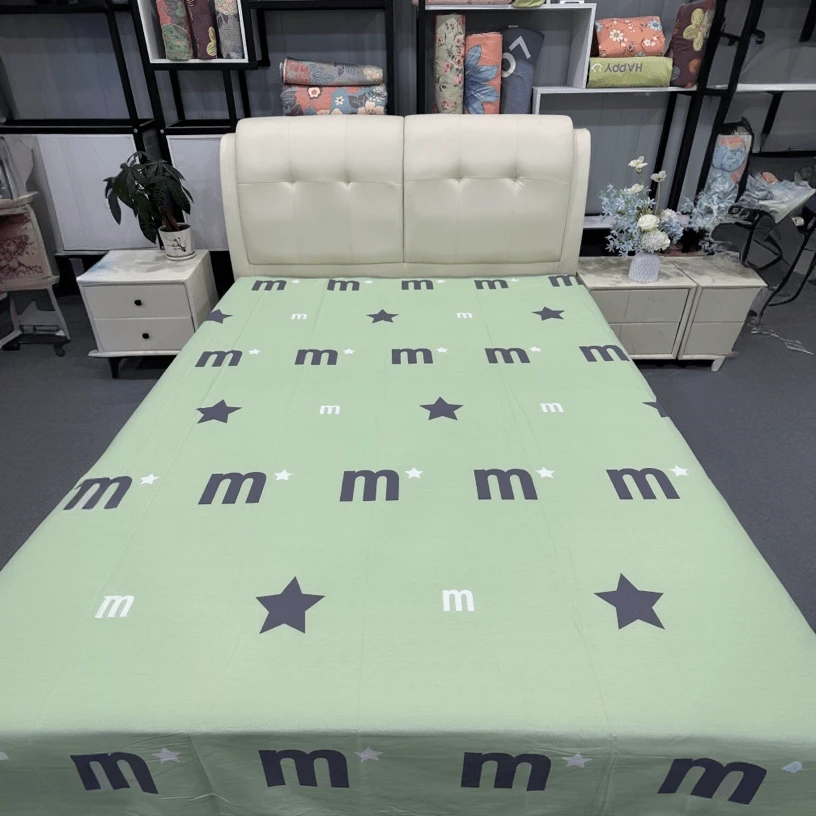 悠然时光绿色双人床单2米3×2米35