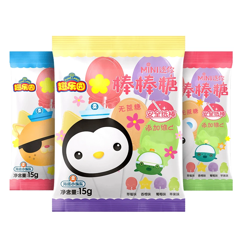 趣乐园mini无糖棒棒糖纸棒维C小糖果缤纷水果味袋装单支3克小分量