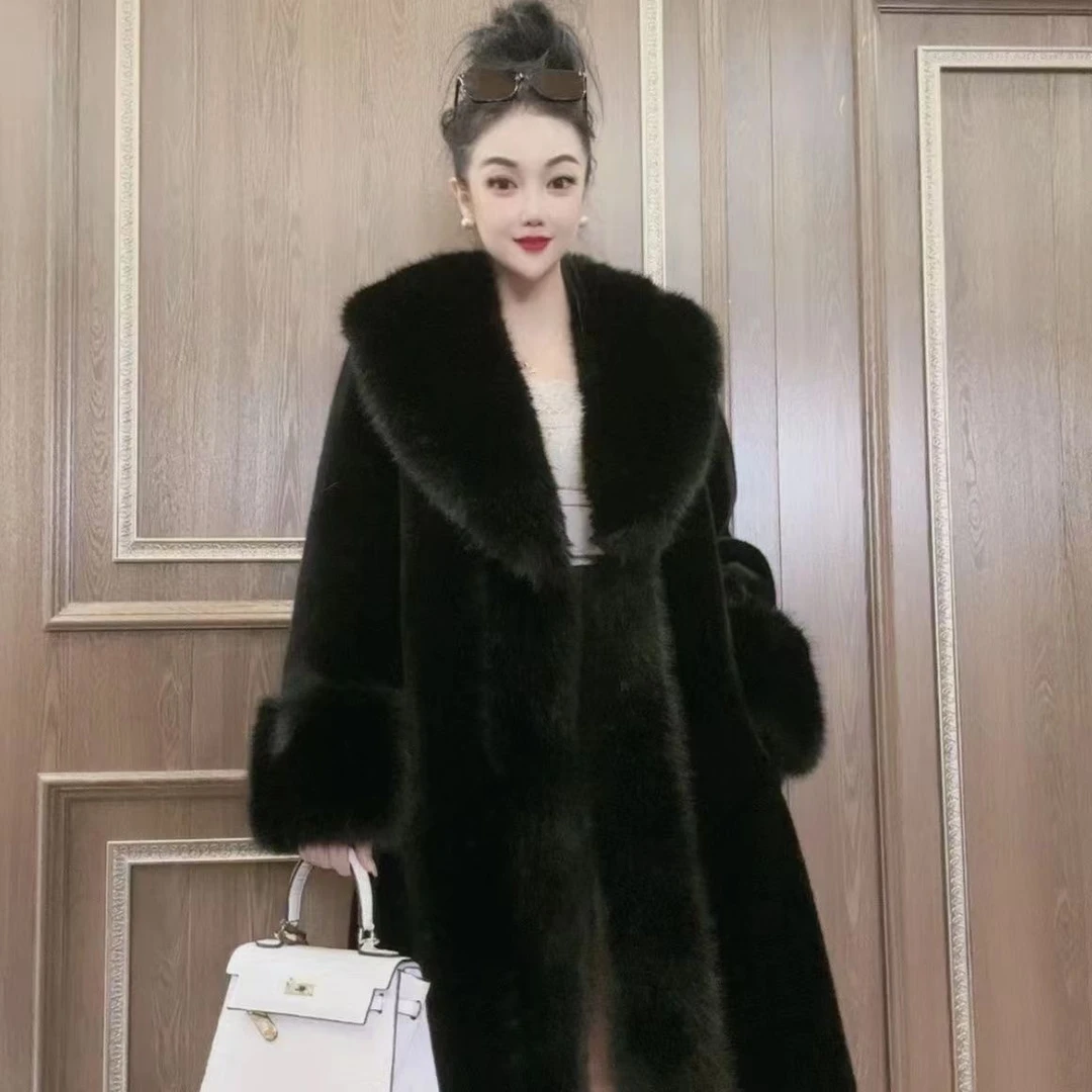 2024新款女士银兰貂绒毛毛外套  长款