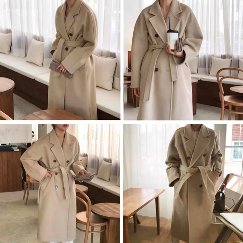 双面全羊毛大衣双排扣秋冬宽松经典款双面呢外套9278