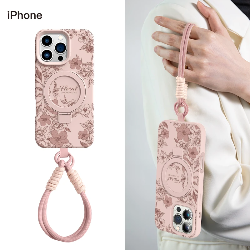 适用苹果16pro手机壳新款16plus液态磁吸支架iPhone15pro挂绳14