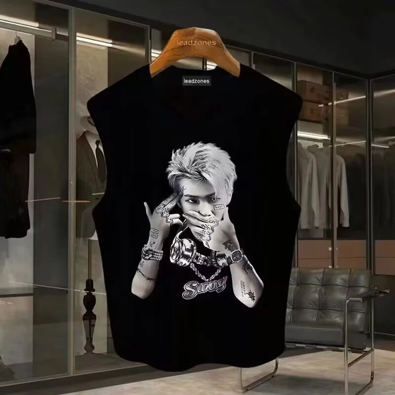 夏季纯棉T恤男士短袖修身半袖潮牌网红个性ins痞帅印花体恤打底衫