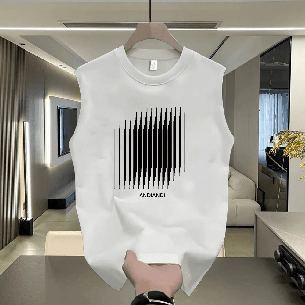 日常背心男士夏季外穿运动无袖t恤新款美式宽松潮牌痞帅炸街坎肩t