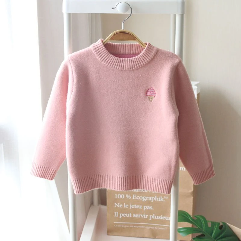 女童毛衣洋气2024冬款儿童套头宝宝加厚加绒保暖针织打底衫上衣潮