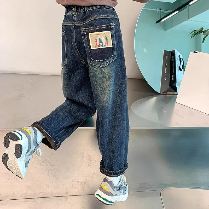 2024新款女童加绒牛仔裤冬装洋气儿童冬款加厚裤子小女孩休闲裤子