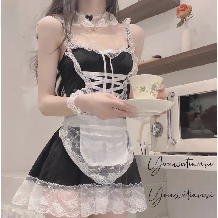 网红cosplay动漫女仆制服套装cos角色扮演性感纯欲蕾丝连衣裙吊带