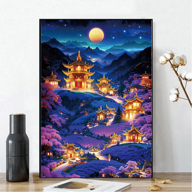 十字绣2024新款小件高贵典雅简约大气夜长安大格金丝布中国风国潮