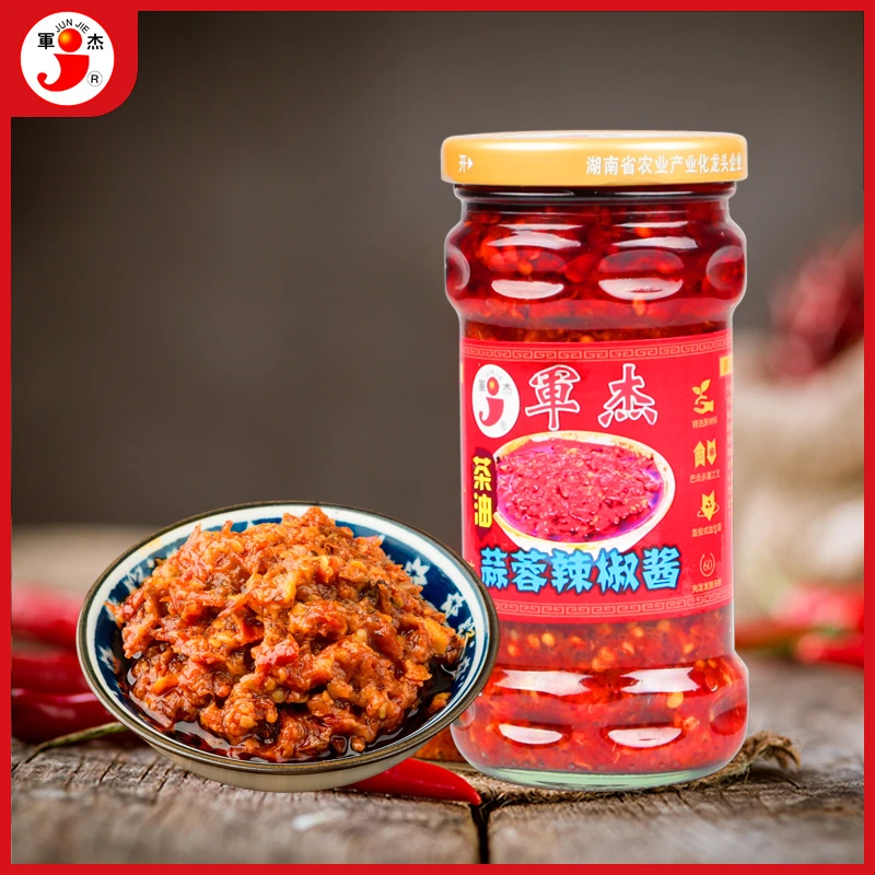 湖南军杰爽口蒜蓉辣椒酱280g*3瓶装拌面拌饭酱调味蒜蓉粉丝虾搭档
