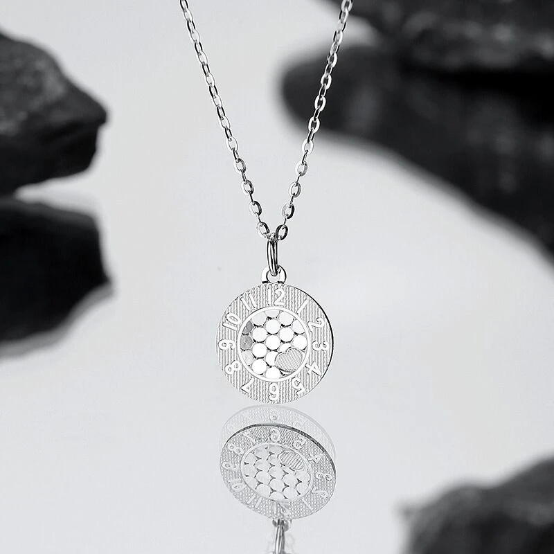 坠链均925银 圆牌吊坠碎银子款项链纯银项链精致925银项链银链子