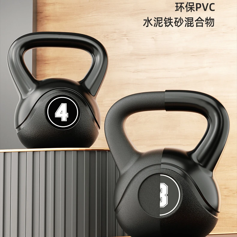 塑形健身壶铃女性男士家用竞技浸塑壶铃提壶哑铃2-12kg一件运动