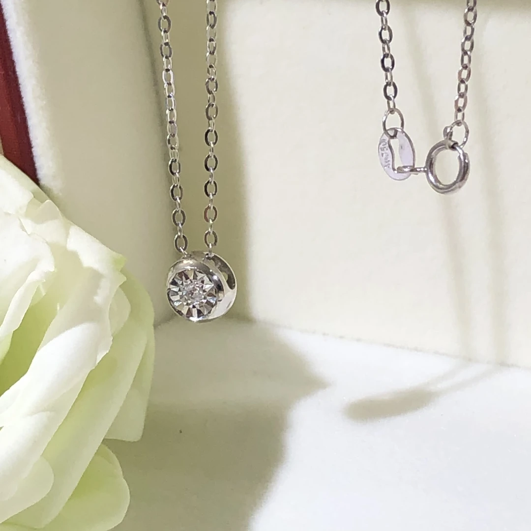 时尚18K白钻石泡泡套链  气质轻奢百搭简约经典单钻带钻镶嵌