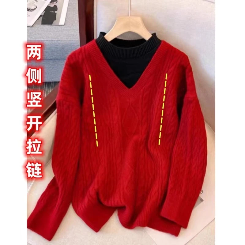 2023新款哺乳期时尚穿搭针织毛衣喂奶加厚上衣哺乳打底衫秋冬款