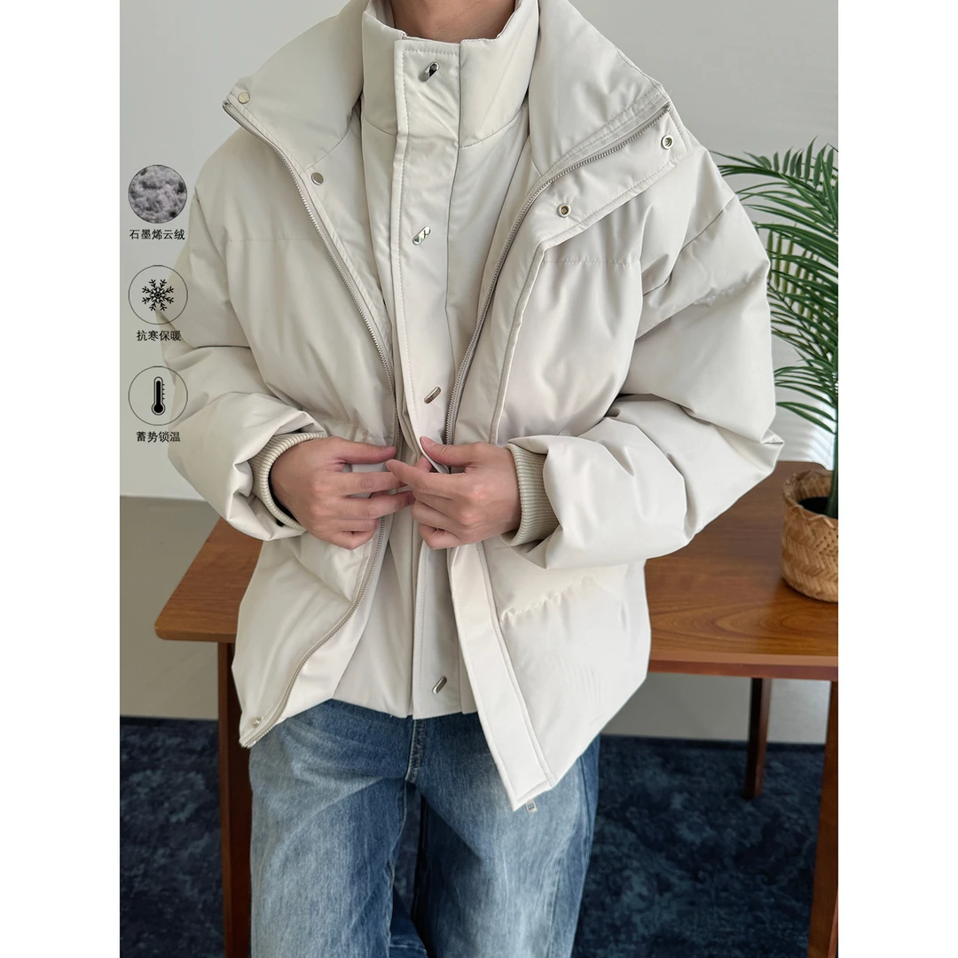 19studio WAYNEPRINCE假两件棉服冬季立领休闲宽松加厚外套棉衣男