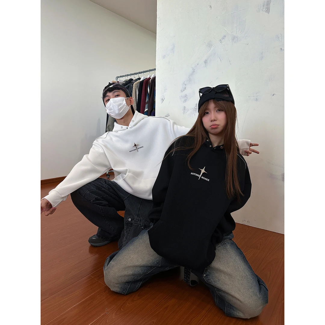 19studio WAYNEPRINCE美式复古金属设计vibe休闲宽松连帽卫衣男女