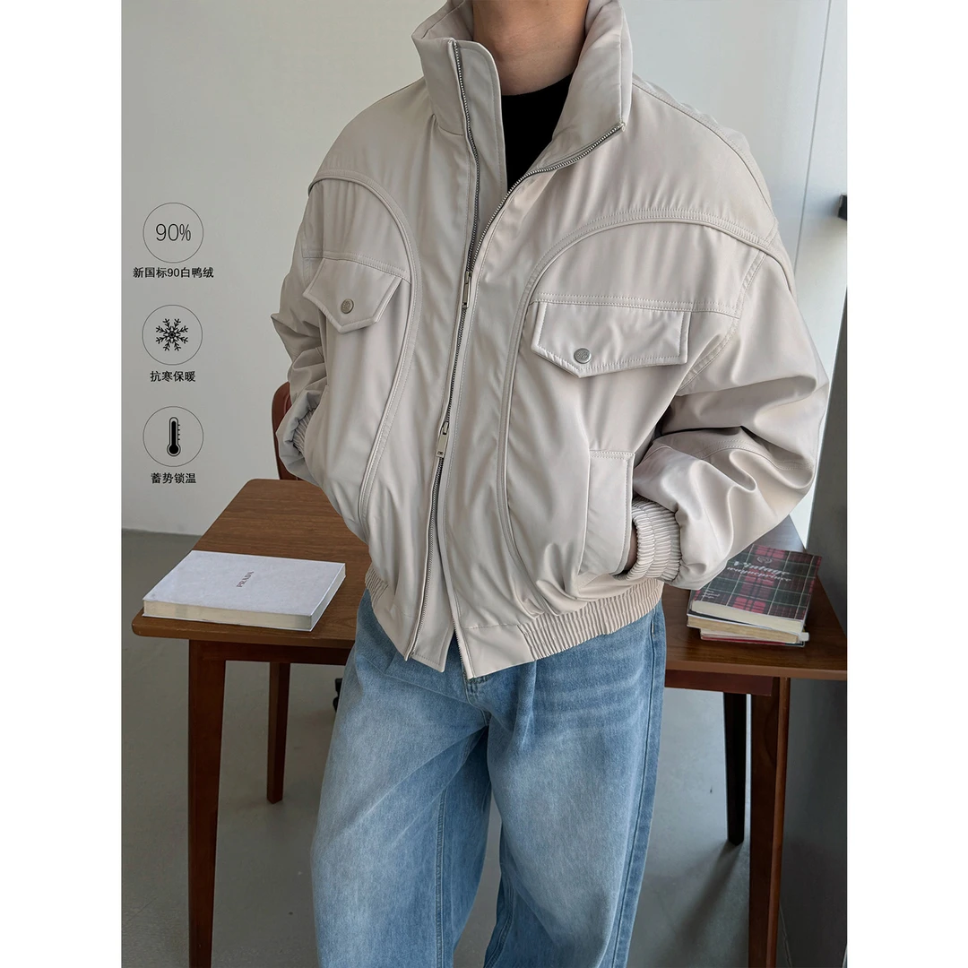 19studio WAYNEPRINCE美式潮牌短款羽绒服简约立领设计感工装外套