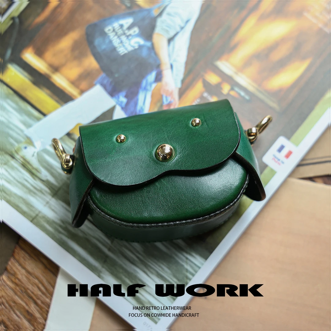 HALF WORK/伴工 复古头层牛皮 可爱狗狗包 收纳包KW-8083