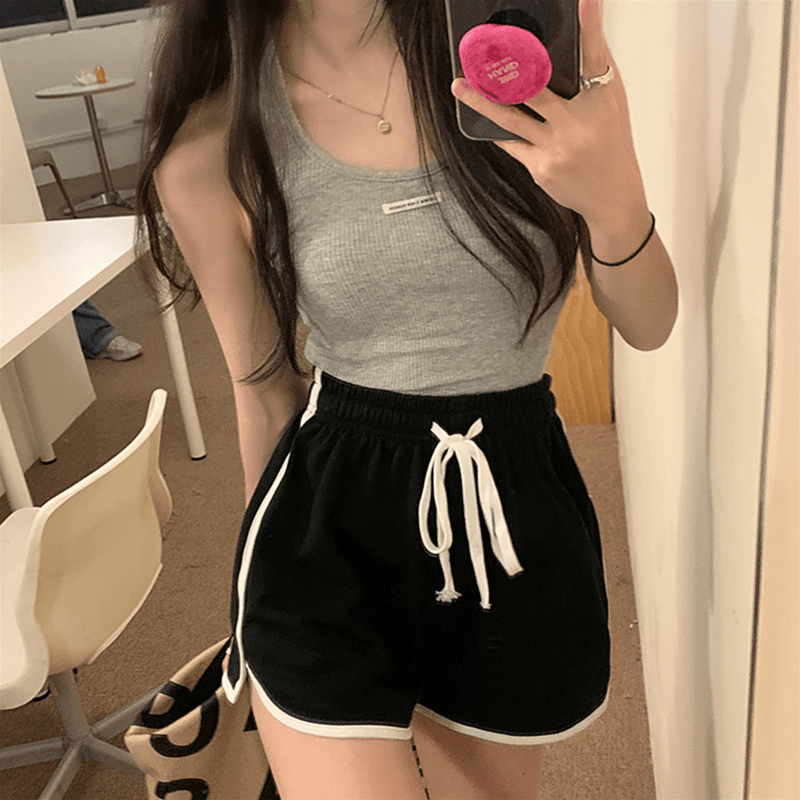 休闲运动短裤女夏天外穿宽松跑步阔腿裤高腰家居大码睡裤胖mm健身