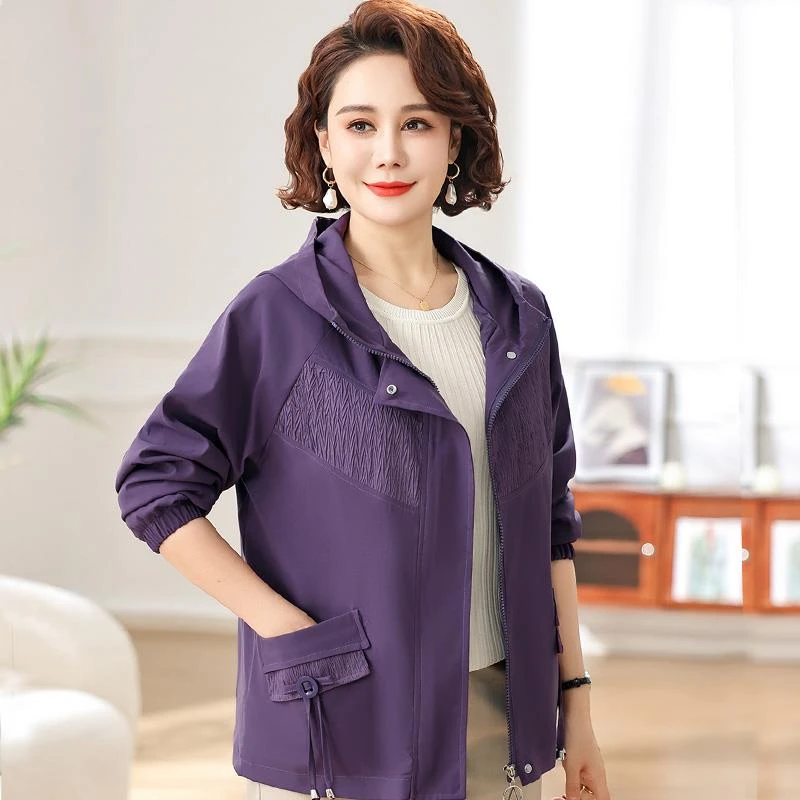 妈妈春装风衣外套薄款中年妇女士2024新款洋气上衣服50岁春秋夹克