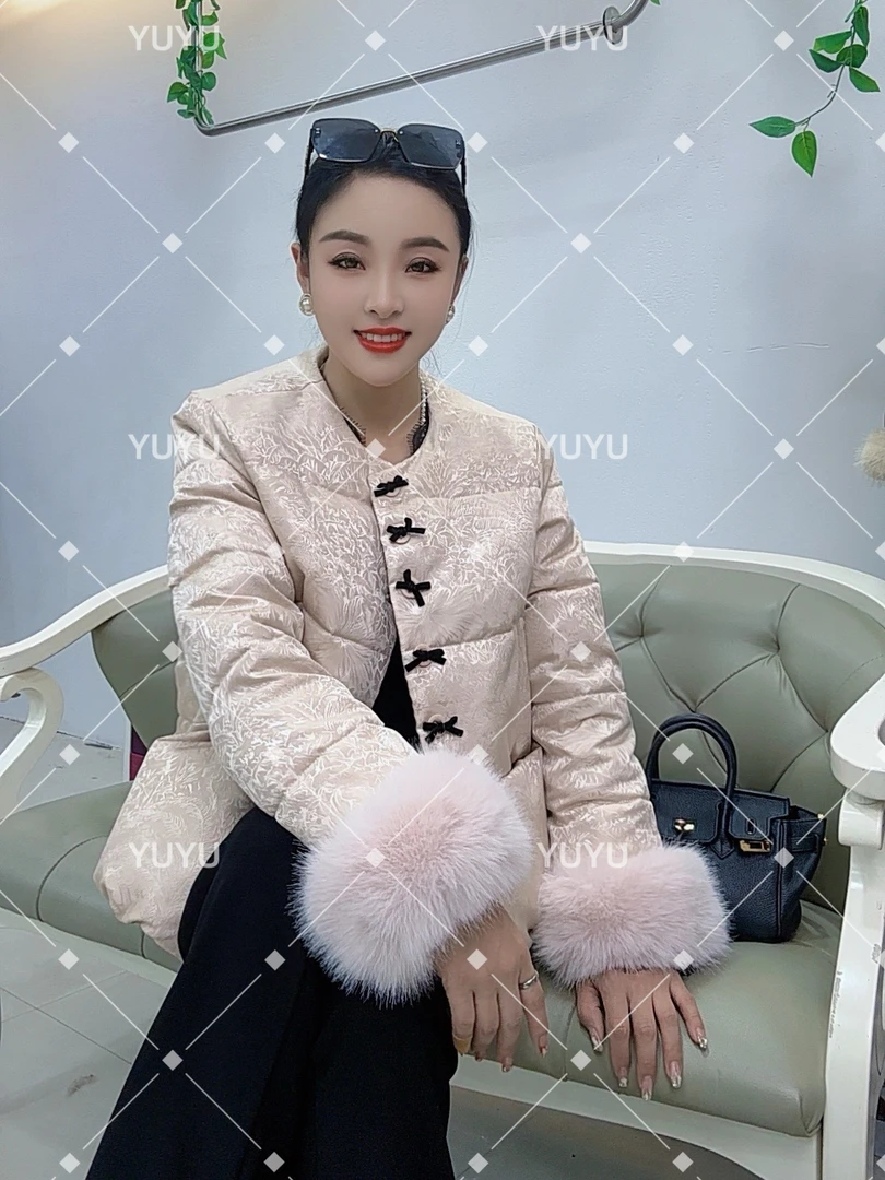 冬季新中式提花蝴蝶结气质百搭高级设计感显瘦保暖短款棉服（8875）