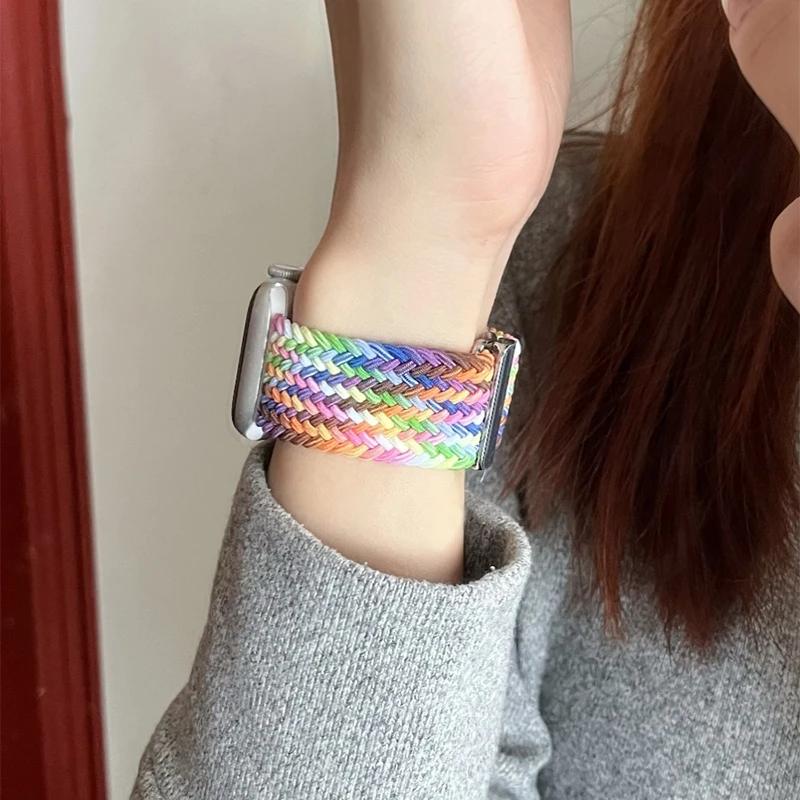 适用Applewatch10/9尼龙编织回环磁吸表带s8苹果手表带iwatch7654