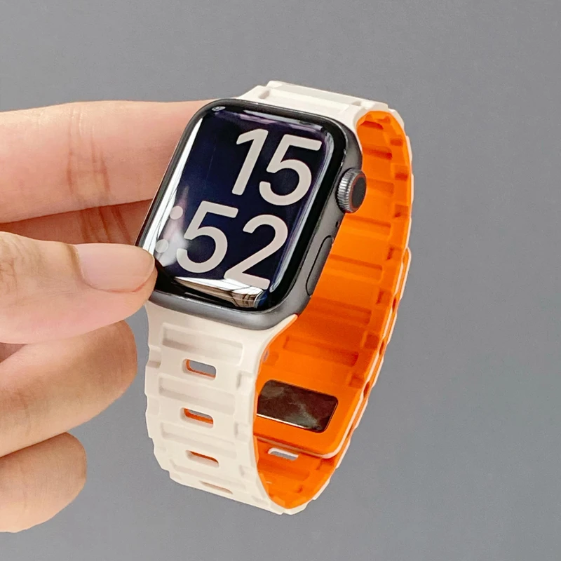 磁吸新款硅胶表带适用appleWatch苹果手表iWatchs9s8s7男女Ultra2