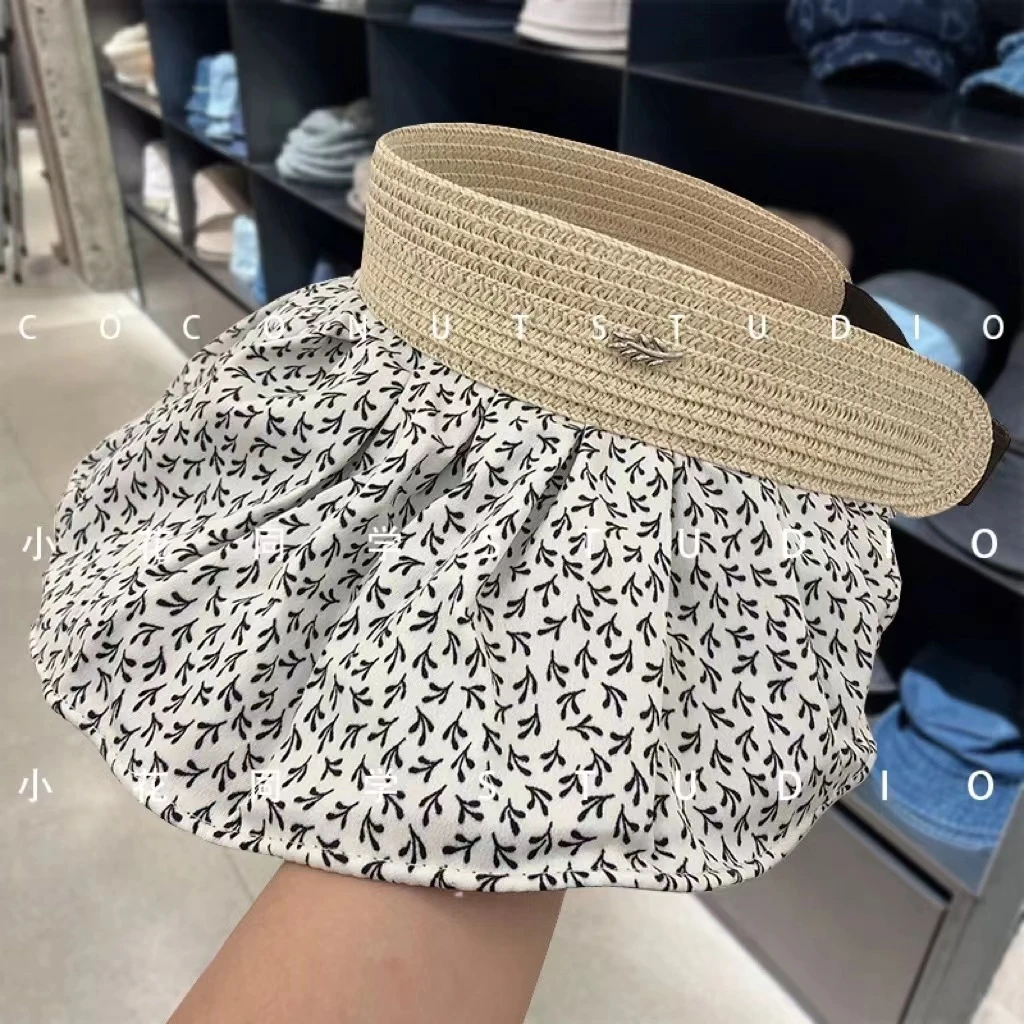787号 夏季甜美小碎花空顶帽大檐防晒太阳遮阳帽女搭配裙子休闲装