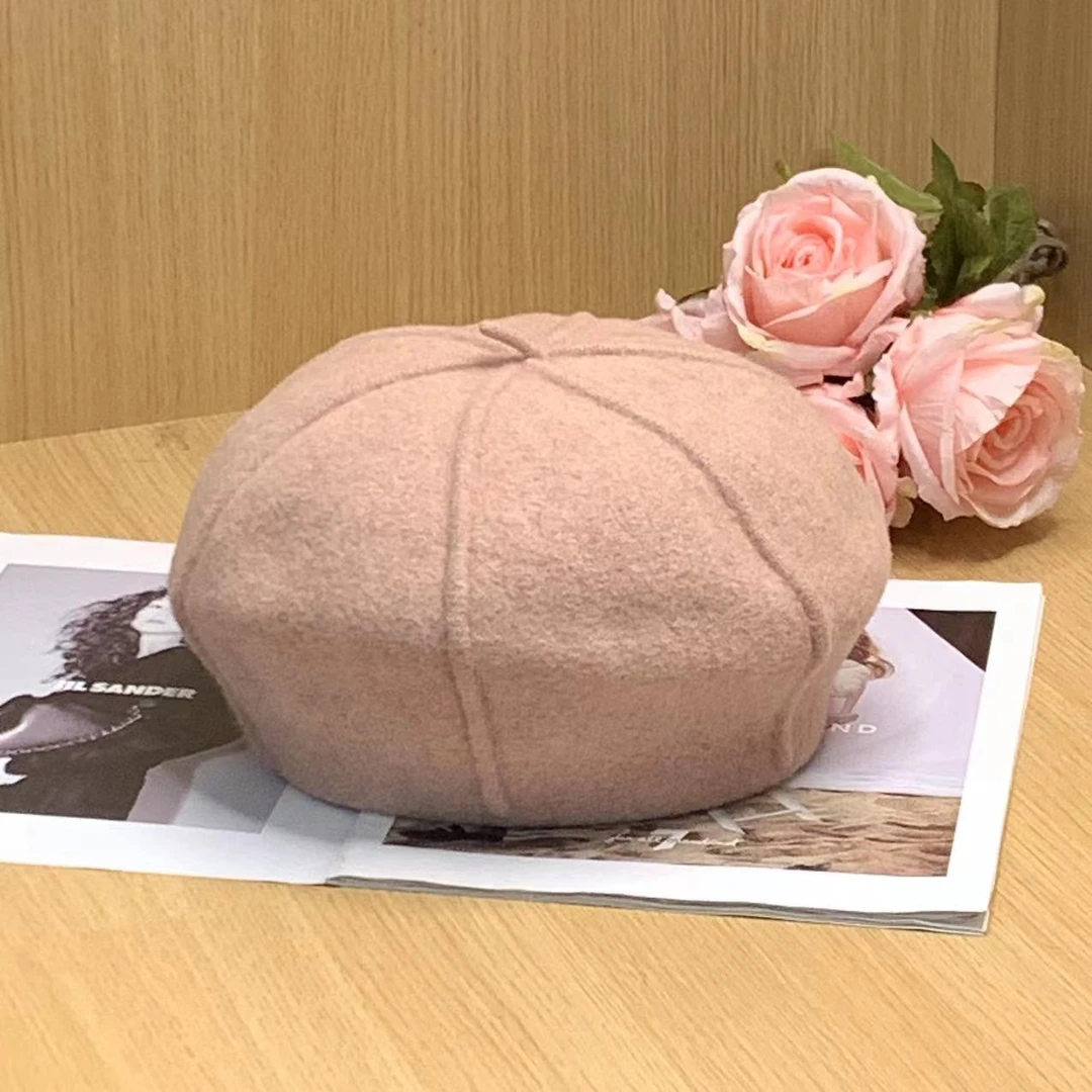 751号 六条纹时尚百搭女士画家针织贝雷帽