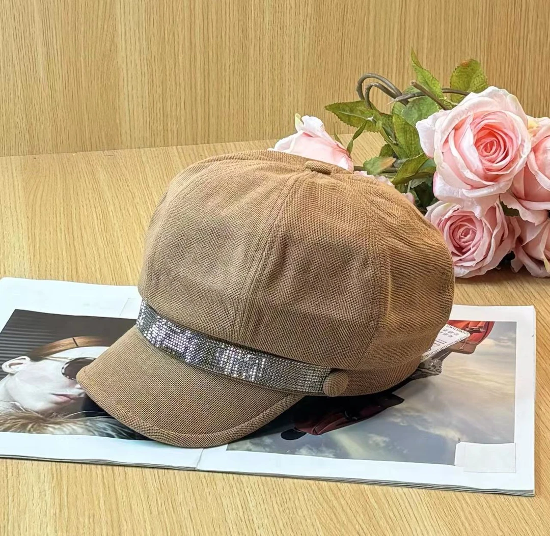 12号 单个钻条薄款女士百搭时尚八角帽