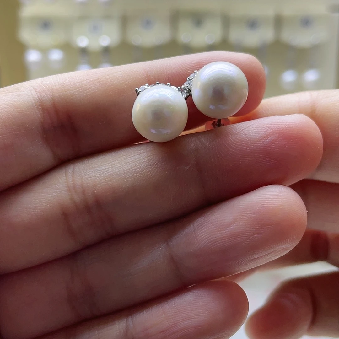 淡水珍珠耳饰银S925镶嵌