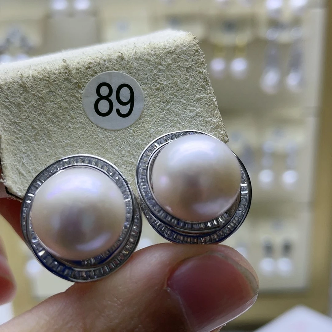 淡水珍珠耳饰银S925镶嵌