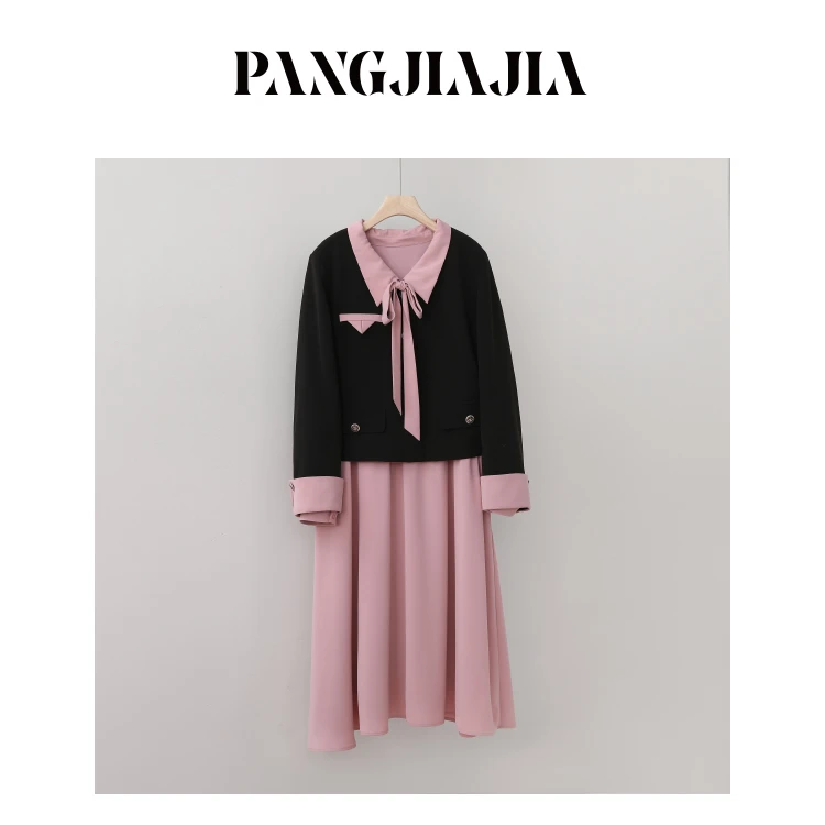 【胖佳佳】梧桐街边 春季温柔风西装短外套连衣裙HA343647