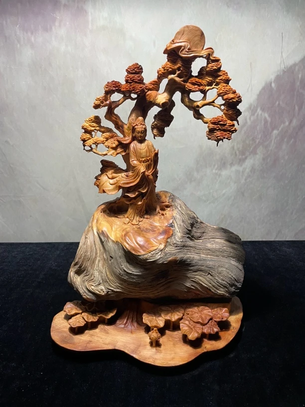 特价出 材质：太行崖柏 名称：观世音 尺寸：长34宽23高46cm