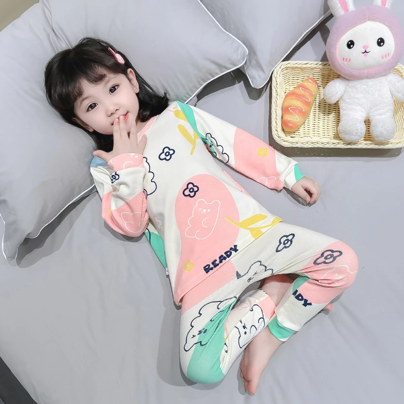 纯棉儿童秋衣秋裤套装春秋季宝宝秋冬保暖内衣家居服女童卡通睡衣