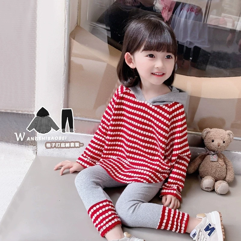 春秋新款女童洋气套装儿童韩版连帽卫衣秋季打底裤宝宝两件套