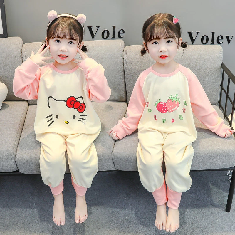 儿童春秋季连体睡衣偏厚长袖女童小宝宝防踢睡衣防着凉护肚家居服