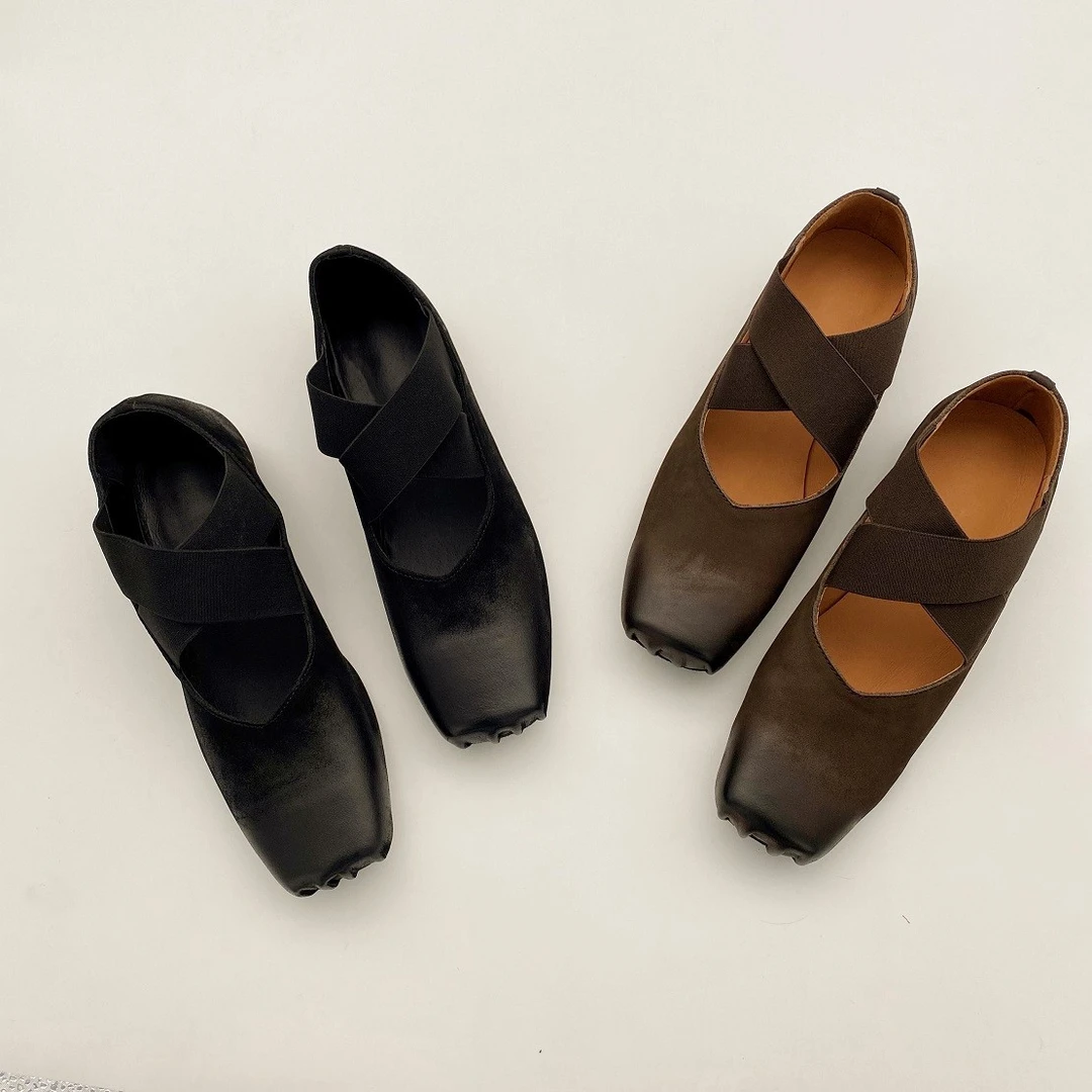 娜三月【大宝推荐】经典软软舞鞋油蜡牛皮123-5复古单鞋时尚休闲鞋