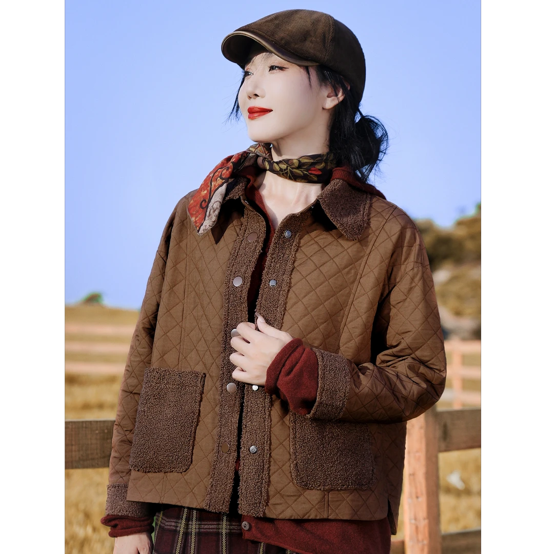 娜三月【植物染】减龄文艺时尚压格薄棉外套2691